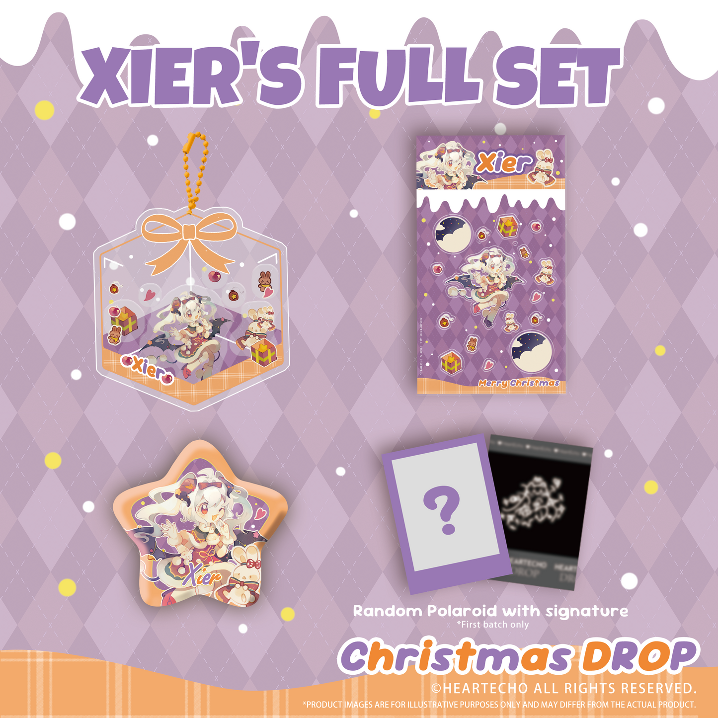 Xier Christmas Drop ACRYLIC SHAKER KEYCHAIN/STAR-SHAPED BADGE/BUBBLE STICKERS