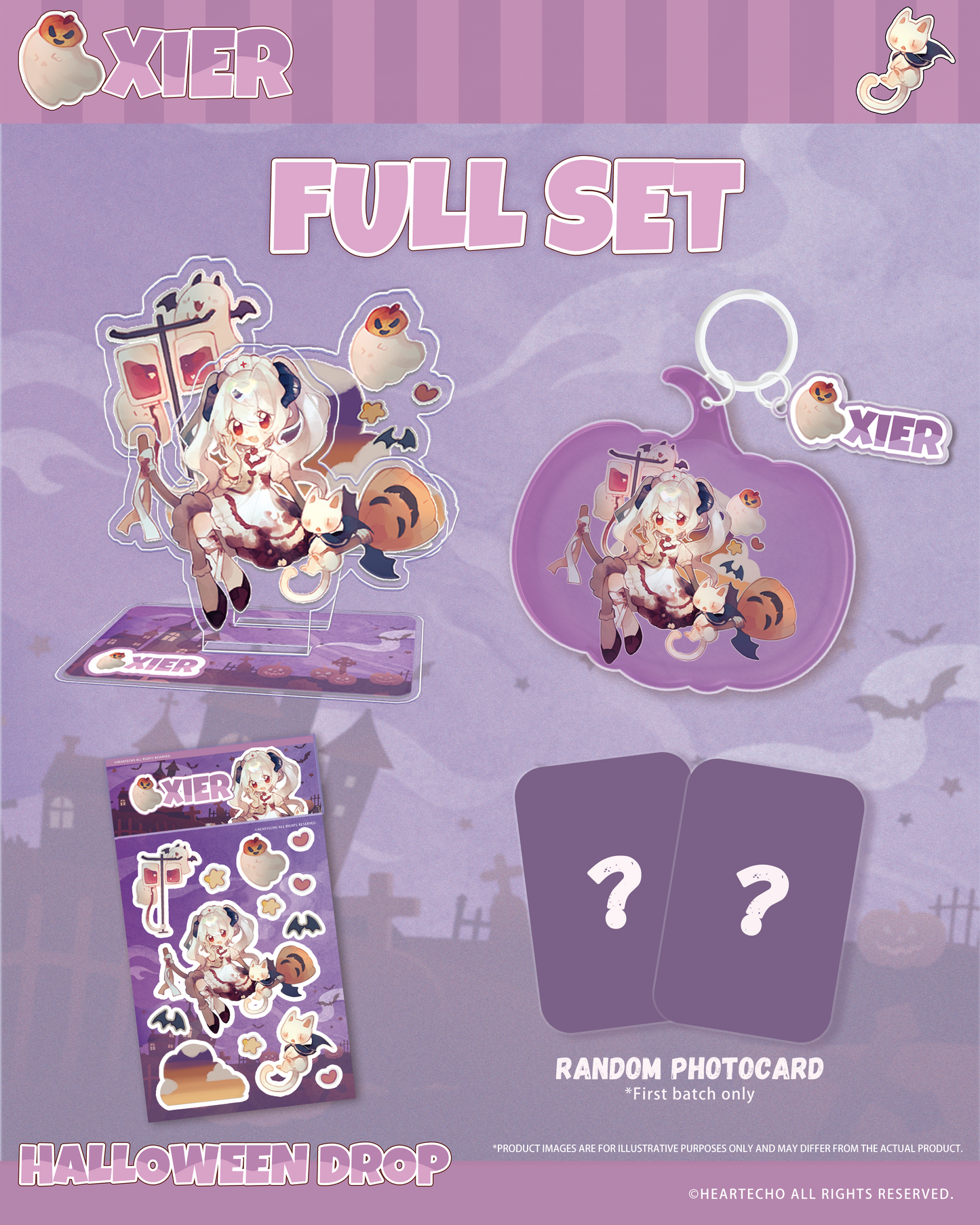 Xier Happy Halloween ACRYLIC DOUBLE-SLOT STANDEE/PUMPKIN-SHAPED KEYCHAIN/STICKERS