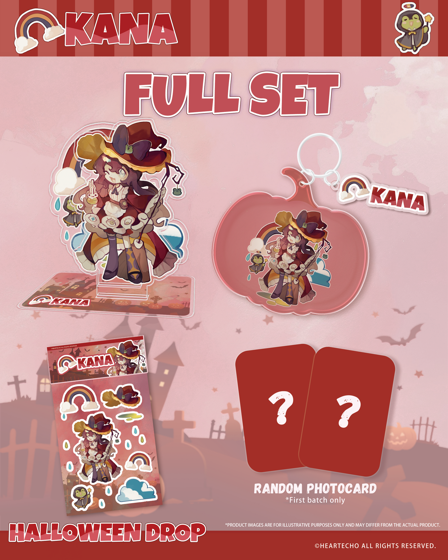 Kana Happy Halloween ACRYLIC DOUBLE-SLOT STANDEE/PUMPKIN-SHAPED KEYCHAIN/STICKERS