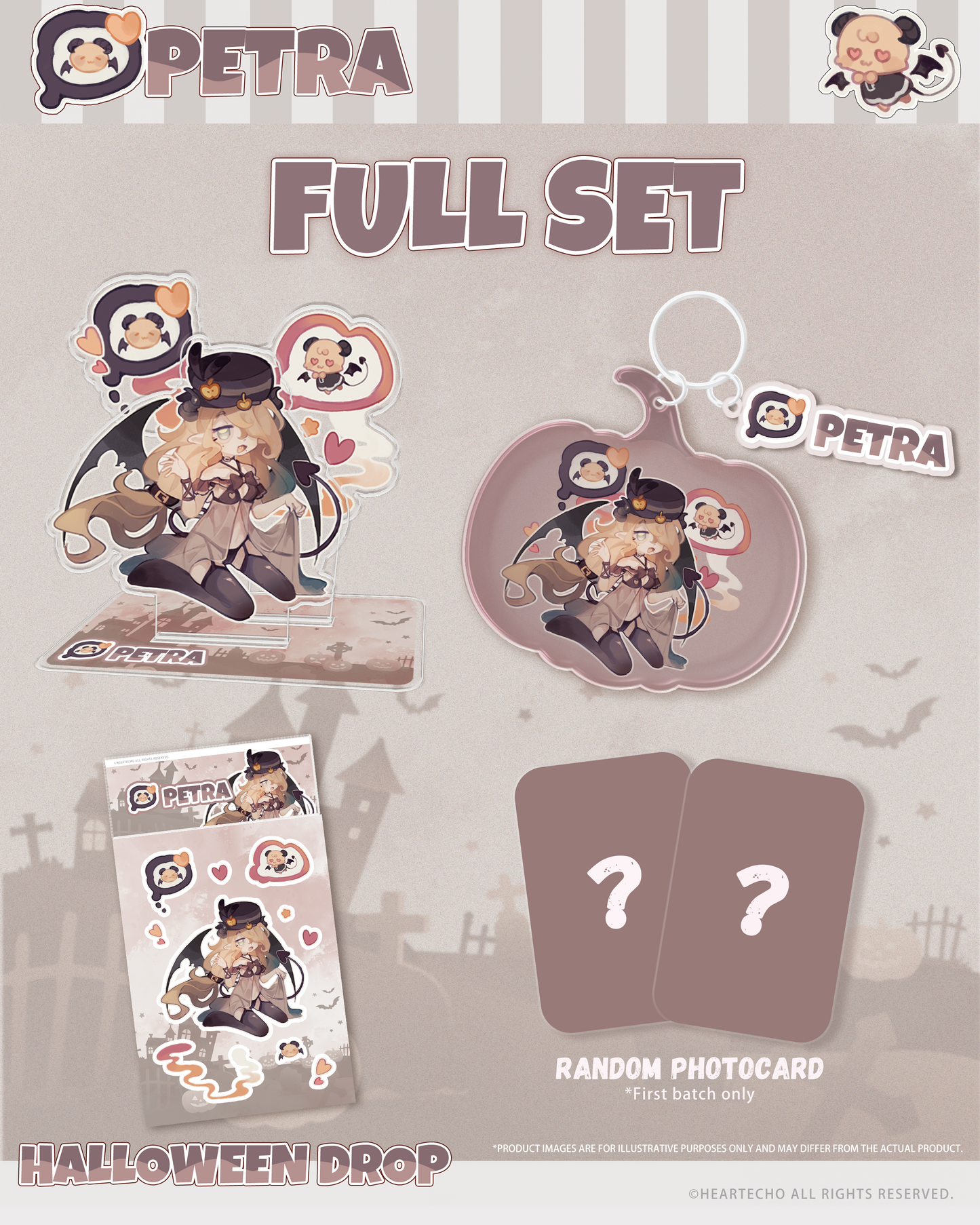 Petra Happy Halloween ACRYLIC DOUBLE-SLOT STANDEE/PUMPKIN-SHAPED KEYCHAIN/STICKERS