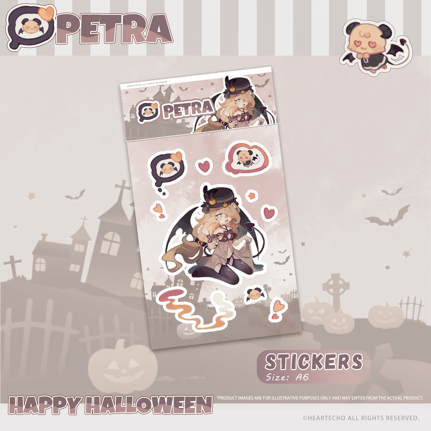 Petra Happy Halloween ACRYLIC DOUBLE-SLOT STANDEE/PUMPKIN-SHAPED KEYCHAIN/STICKERS