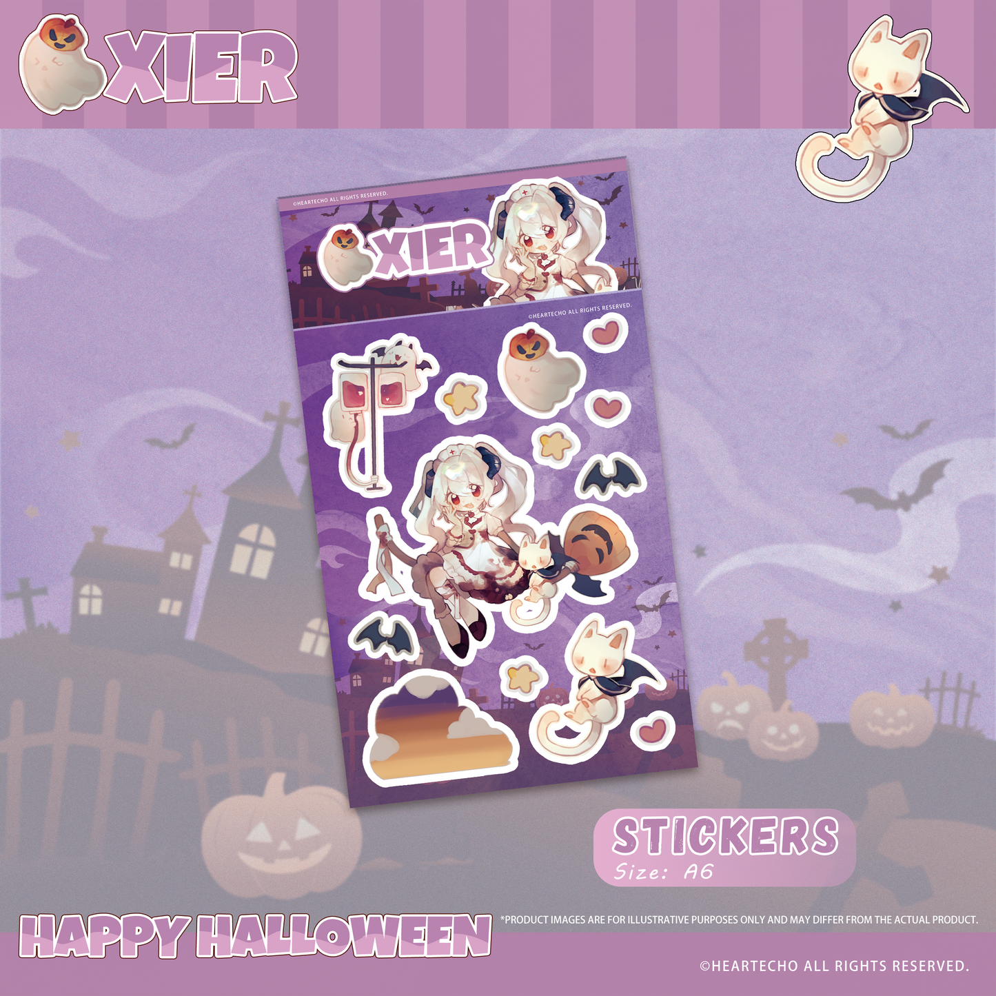 Xier Happy Halloween ACRYLIC DOUBLE-SLOT STANDEE/PUMPKIN-SHAPED KEYCHAIN/STICKERS