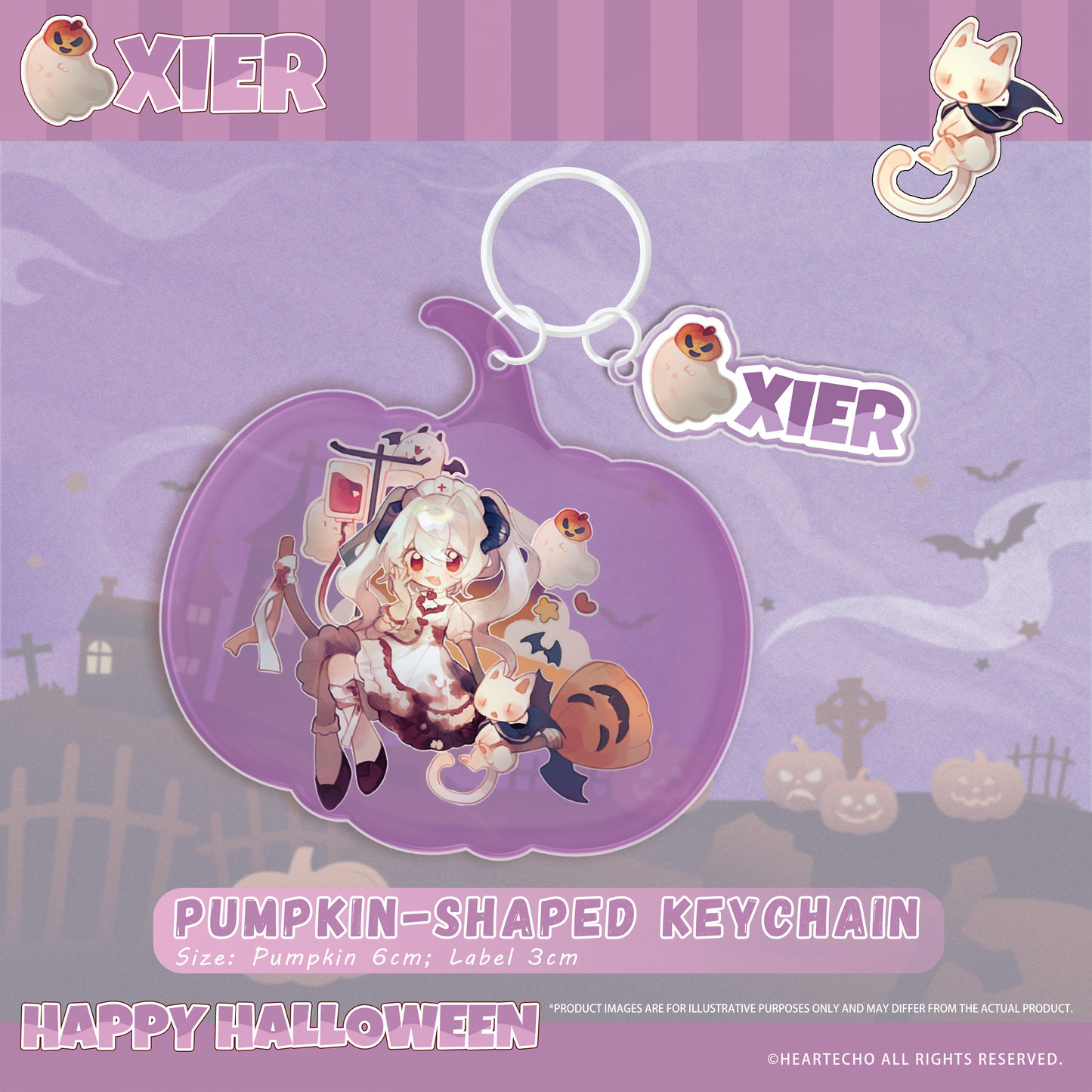 Xier Happy Halloween ACRYLIC DOUBLE-SLOT STANDEE/PUMPKIN-SHAPED KEYCHAIN/STICKERS