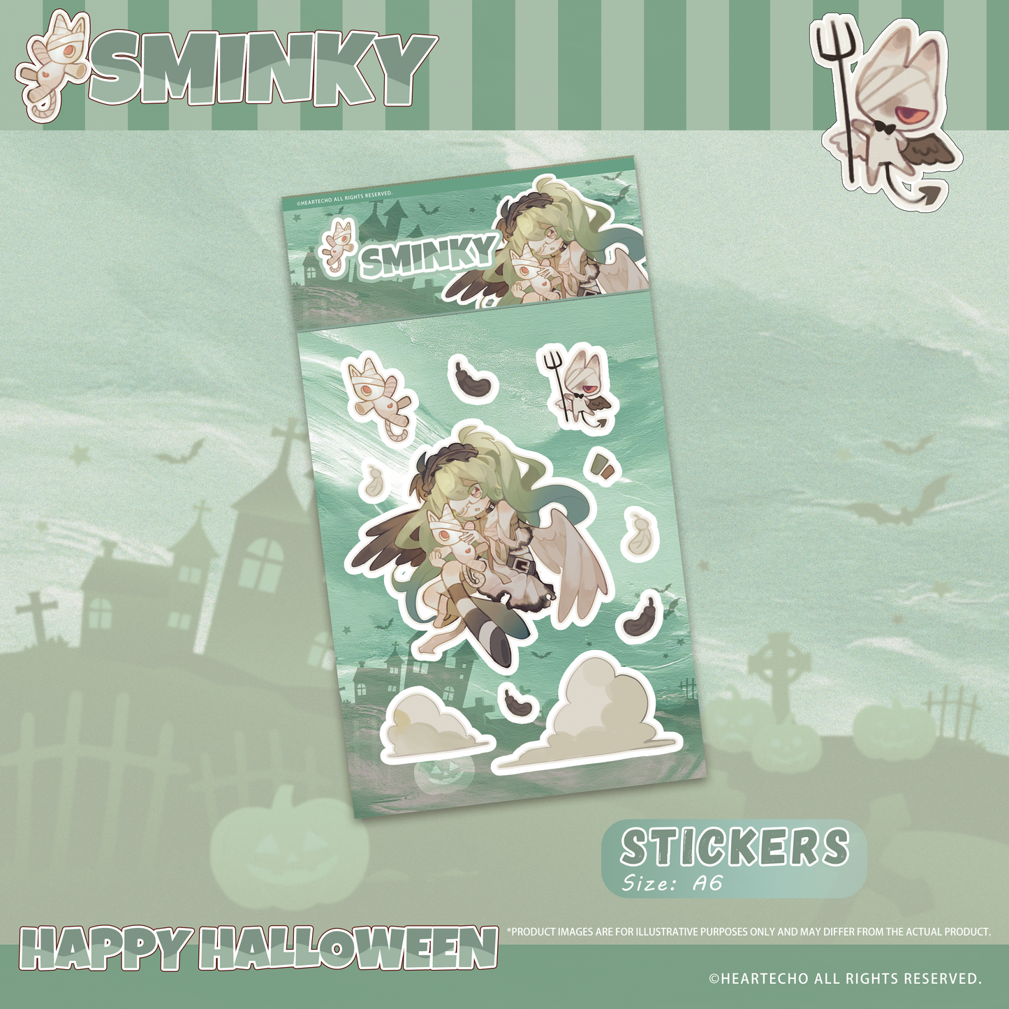 Sminky Happy Halloween ACRYLIC DOUBLE-SLOT STANDEE/PUMPKIN-SHAPED KEYCHAIN/STICKERS