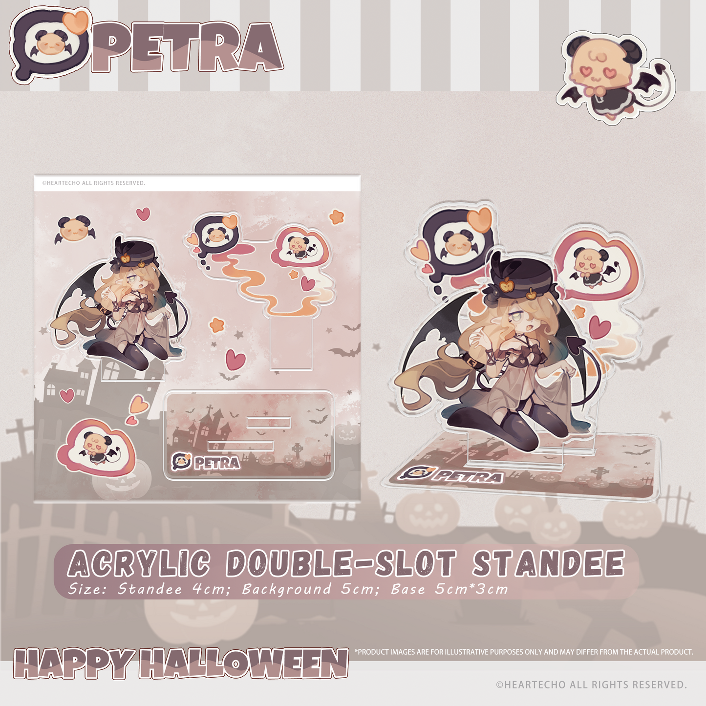 Petra Happy Halloween ACRYLIC DOUBLE-SLOT STANDEE/PUMPKIN-SHAPED KEYCHAIN/STICKERS