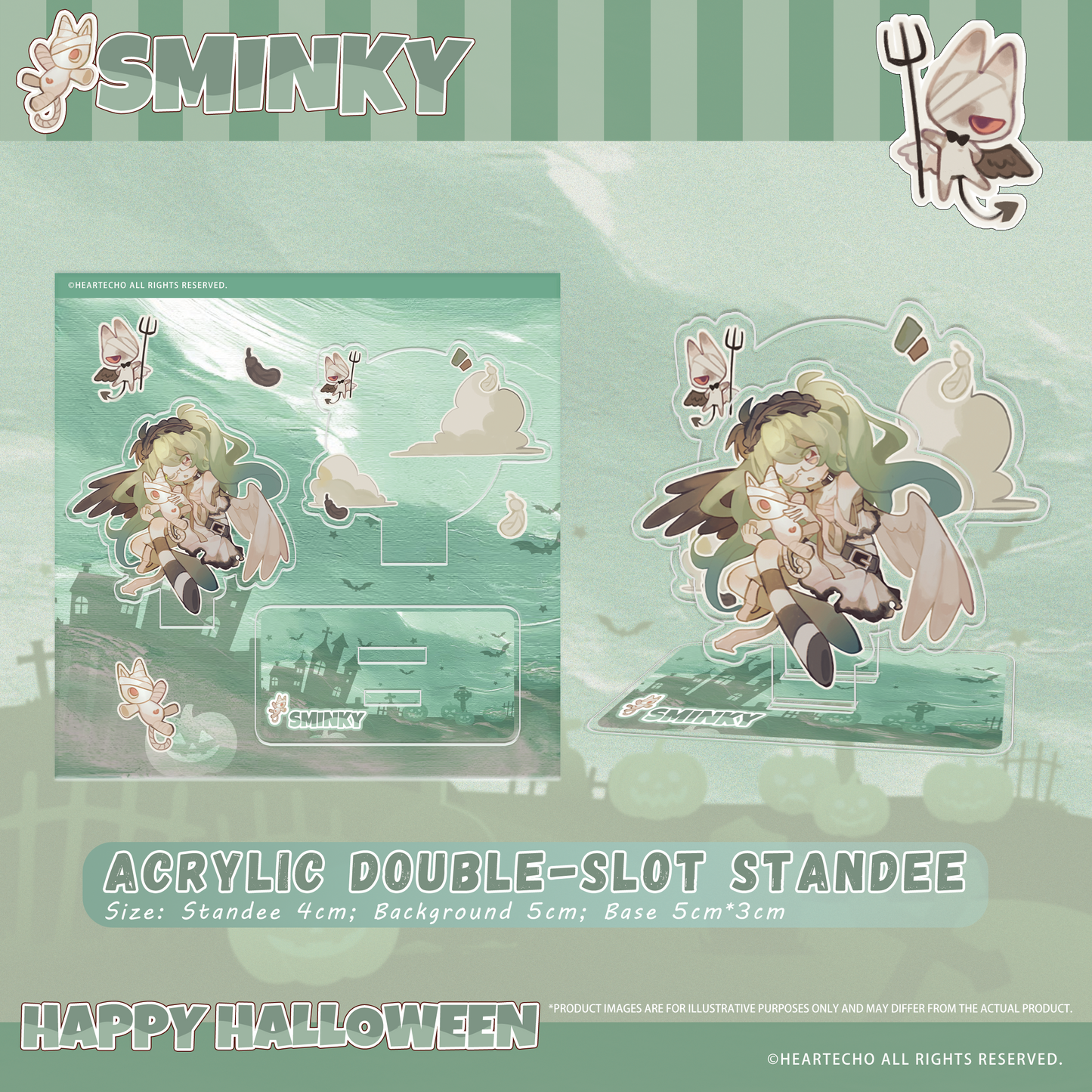 Sminky Happy Halloween ACRYLIC DOUBLE-SLOT STANDEE/PUMPKIN-SHAPED KEYCHAIN/STICKERS