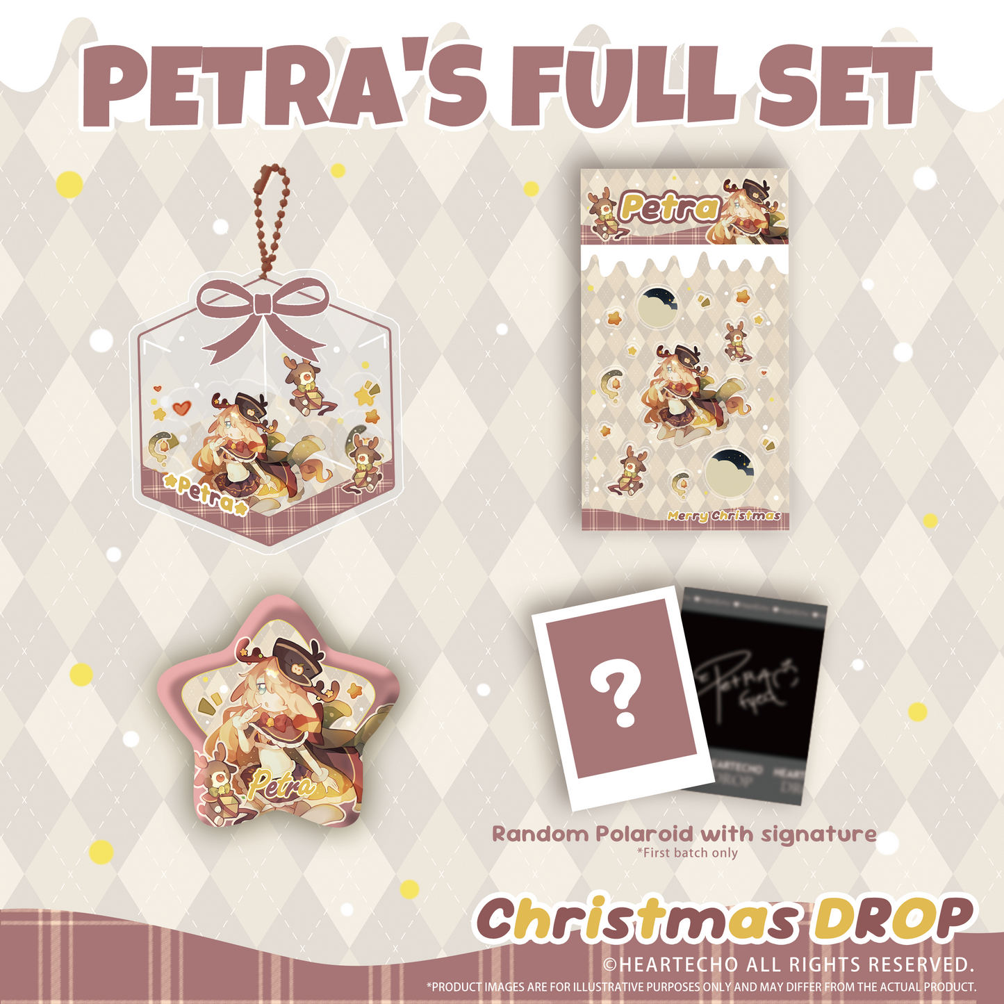 Petra Christmas Drop ACRYLIC SHAKER KEYCHAIN/STAR-SHAPED BADGE/BUBBLE STICKERS