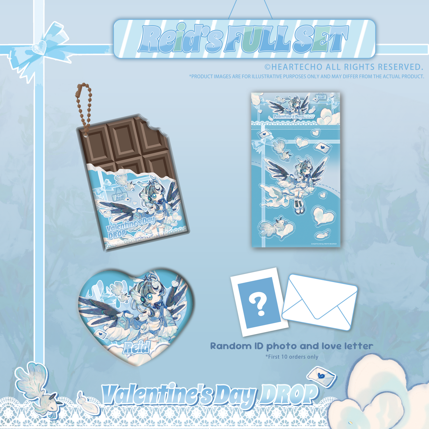 Reid Valentine's Day Drop WHITE CHOCOLATE KEYCHAIN/HEART-SHAPED BADGE/STICKERS