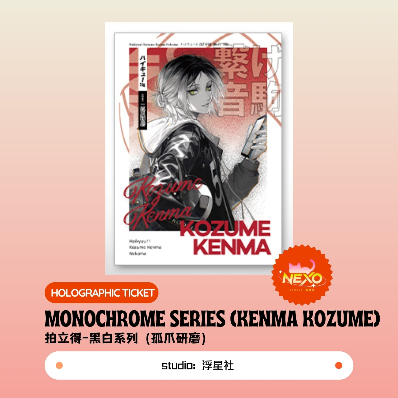 Kenma Kozume/Tetsuro Kuroo/Toru Oikawa/Shoyo Hinata/Tobio Kageyama/Kei Tsukishima  Haikyuu!! Monochrome Series Art Print/Polaroid/Holographic Ticket