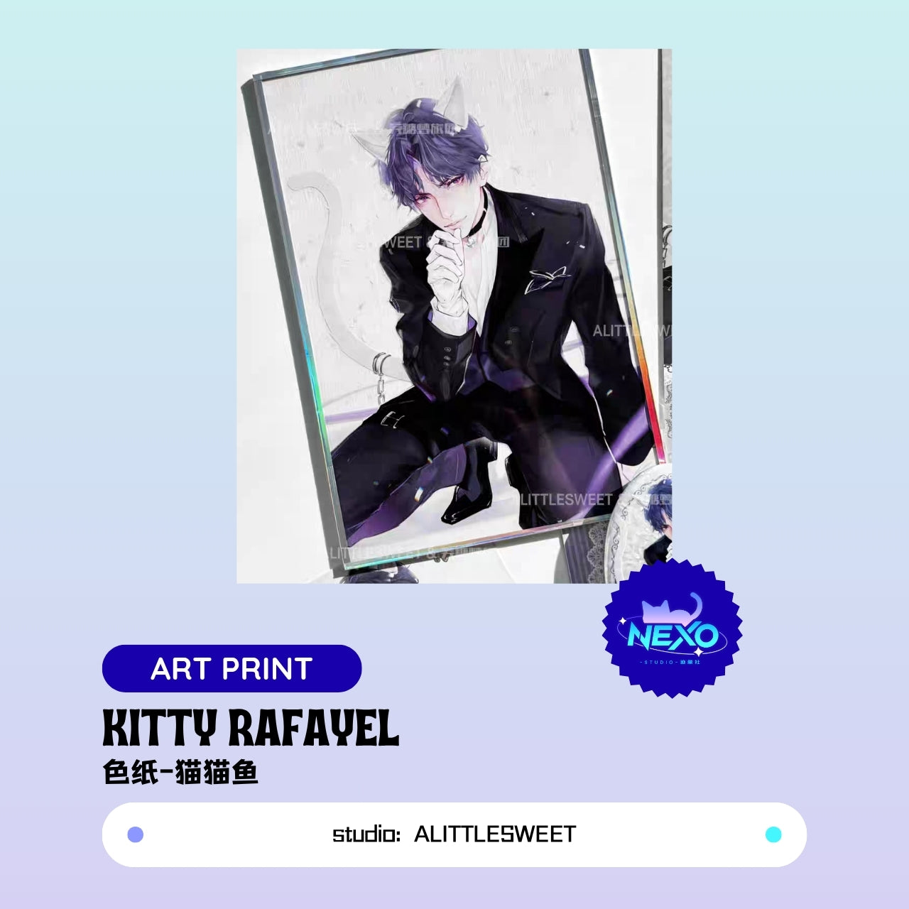 Rafayel Love and Deepspace KITTY RAFAYEL Postcard/Holographic Ticket/Art Print/Polaroid