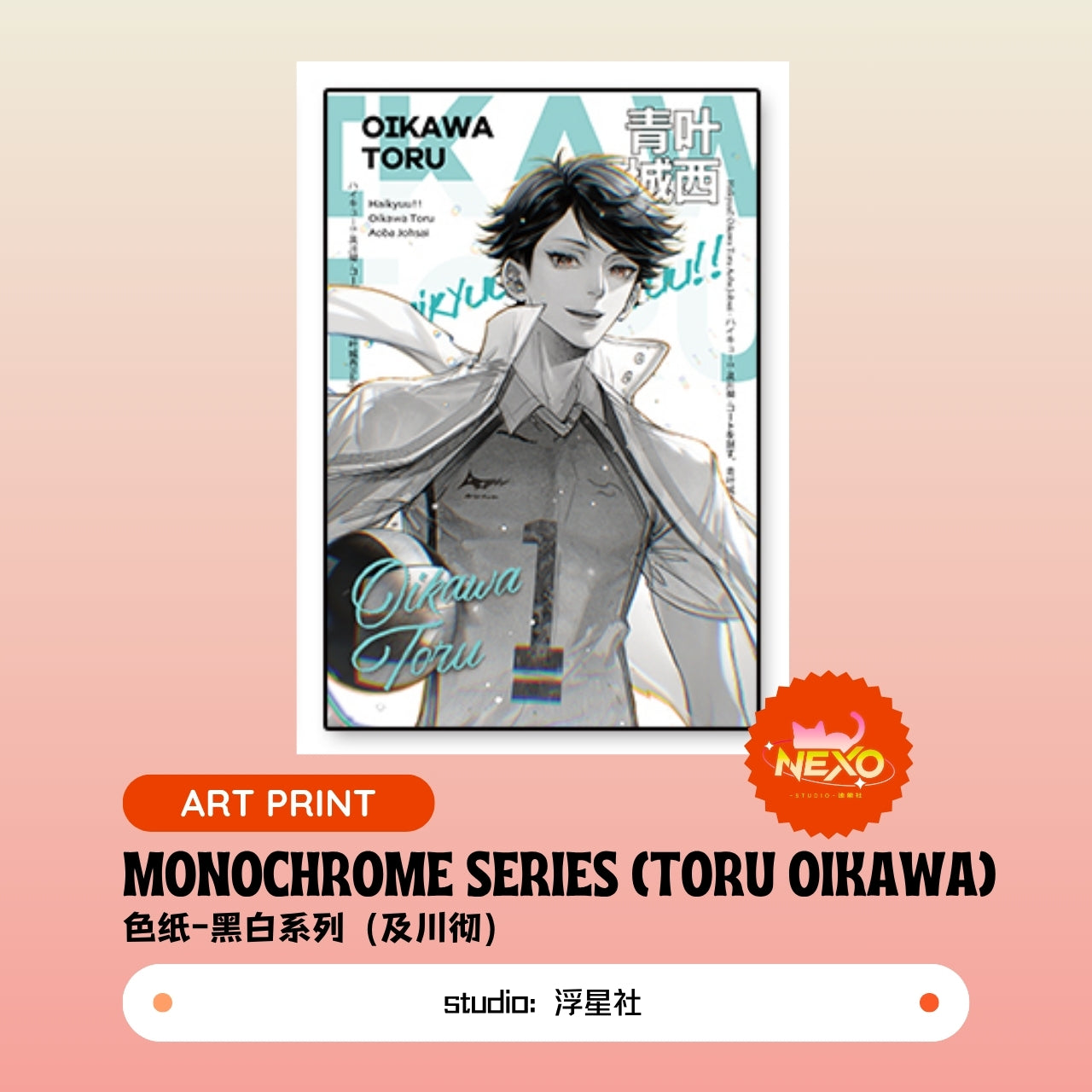 Kenma Kozume/Tetsuro Kuroo/Toru Oikawa/Shoyo Hinata/Tobio Kageyama/Kei Tsukishima  Haikyuu!! Monochrome Series Art Print/Polaroid/Holographic Ticket