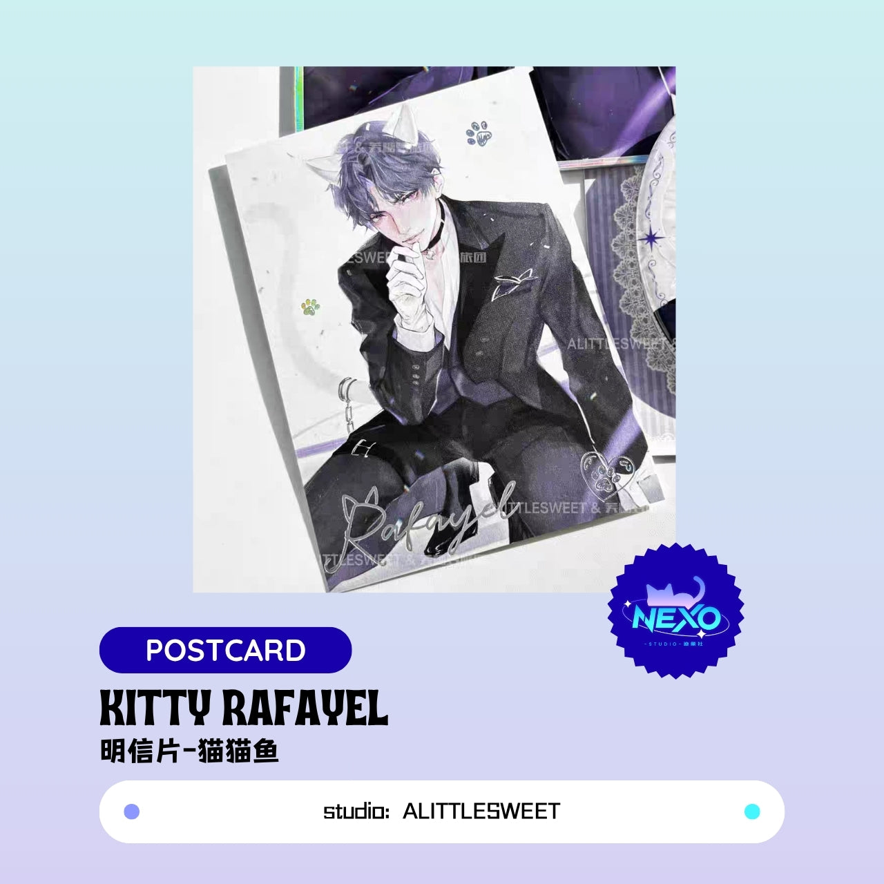 Rafayel Love and Deepspace KITTY RAFAYEL Postcard/Holographic Ticket/Art Print/Polaroid