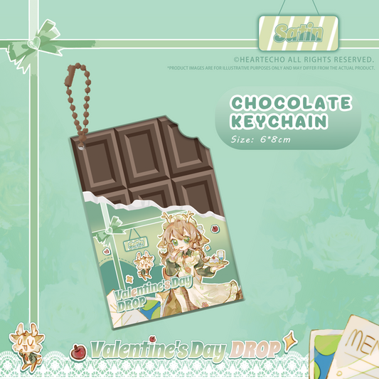 Satin Valentine's Day Drop WHITE CHOCOLATE KEYCHAIN/HEART-SHAPED BADGE/STICKERS