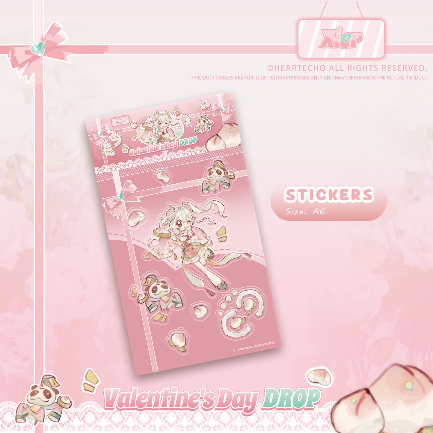 Xier Valentine's Day Drop WHITE CHOCOLATE KEYCHAIN/HEART-SHAPED BADGE/STICKERS
