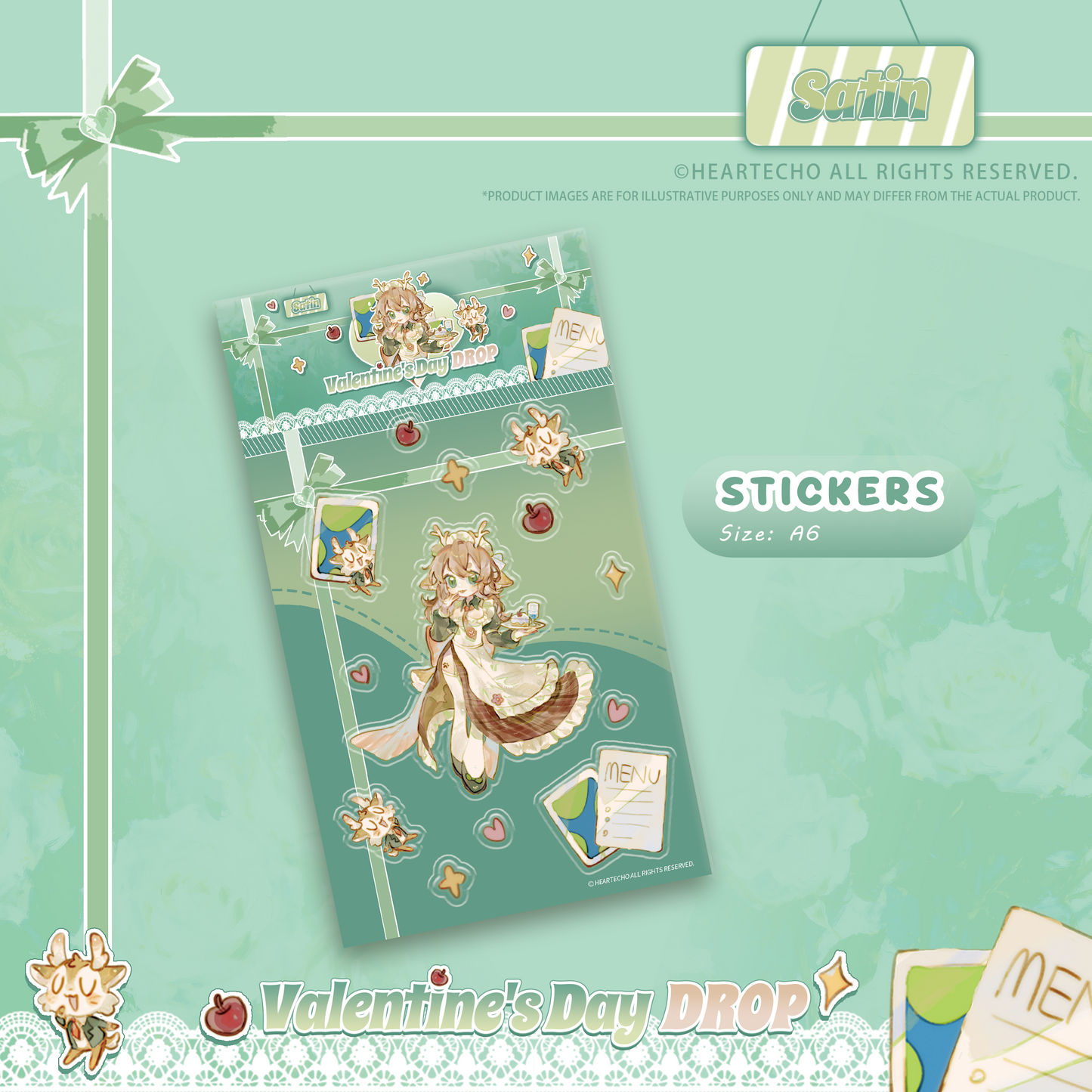 Satin Valentine's Day Drop WHITE CHOCOLATE KEYCHAIN/HEART-SHAPED BADGE/STICKERS