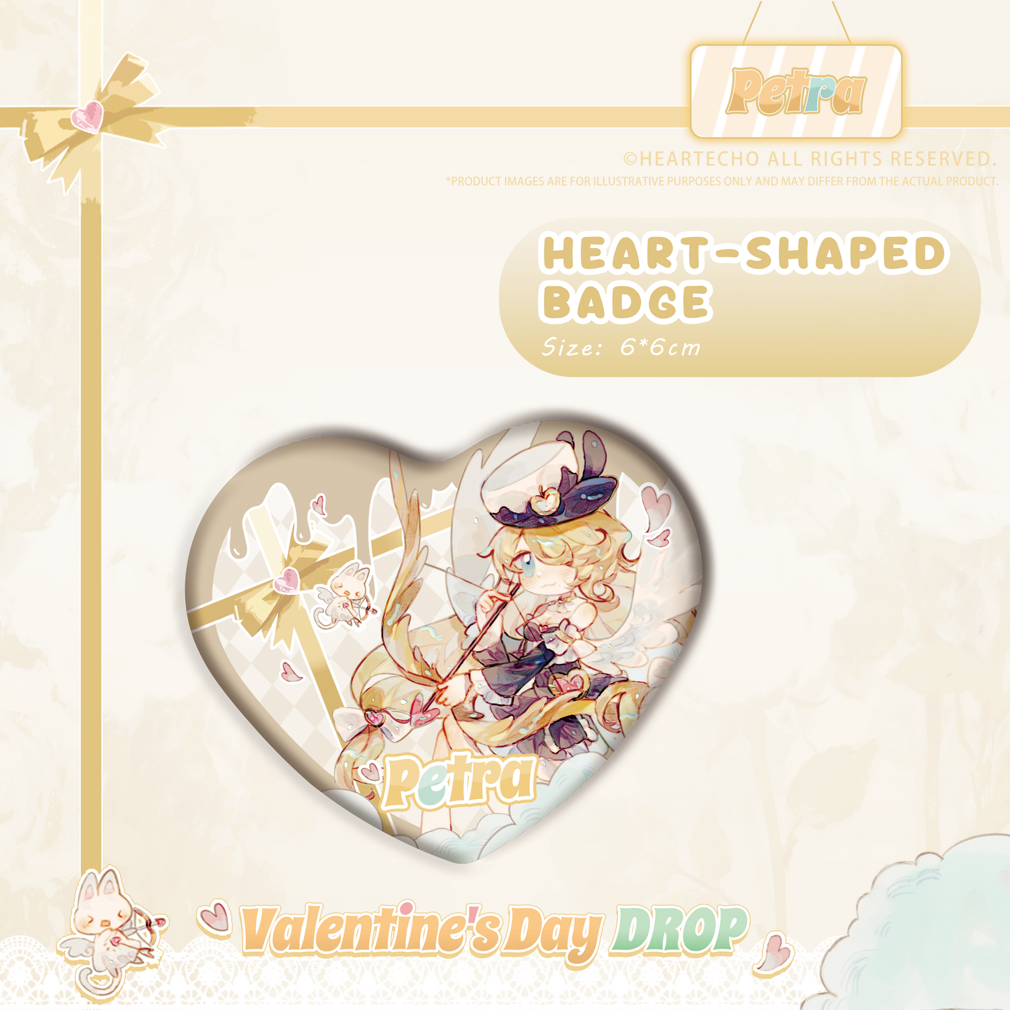 Petra Valentine's Day Drop WHITE CHOCOLATE KEYCHAIN/HEART-SHAPED BADGE/STICKERS