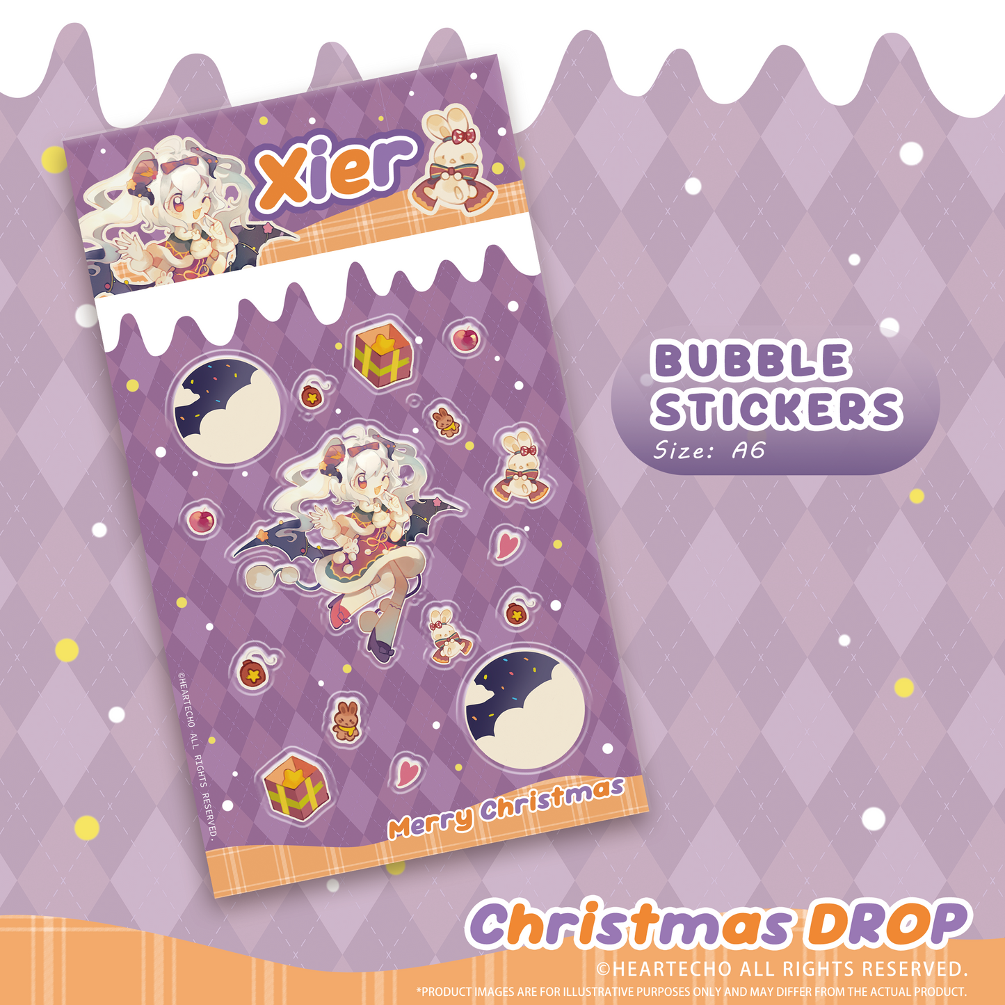 Xier Christmas Drop ACRYLIC SHAKER KEYCHAIN/STAR-SHAPED BADGE/BUBBLE STICKERS