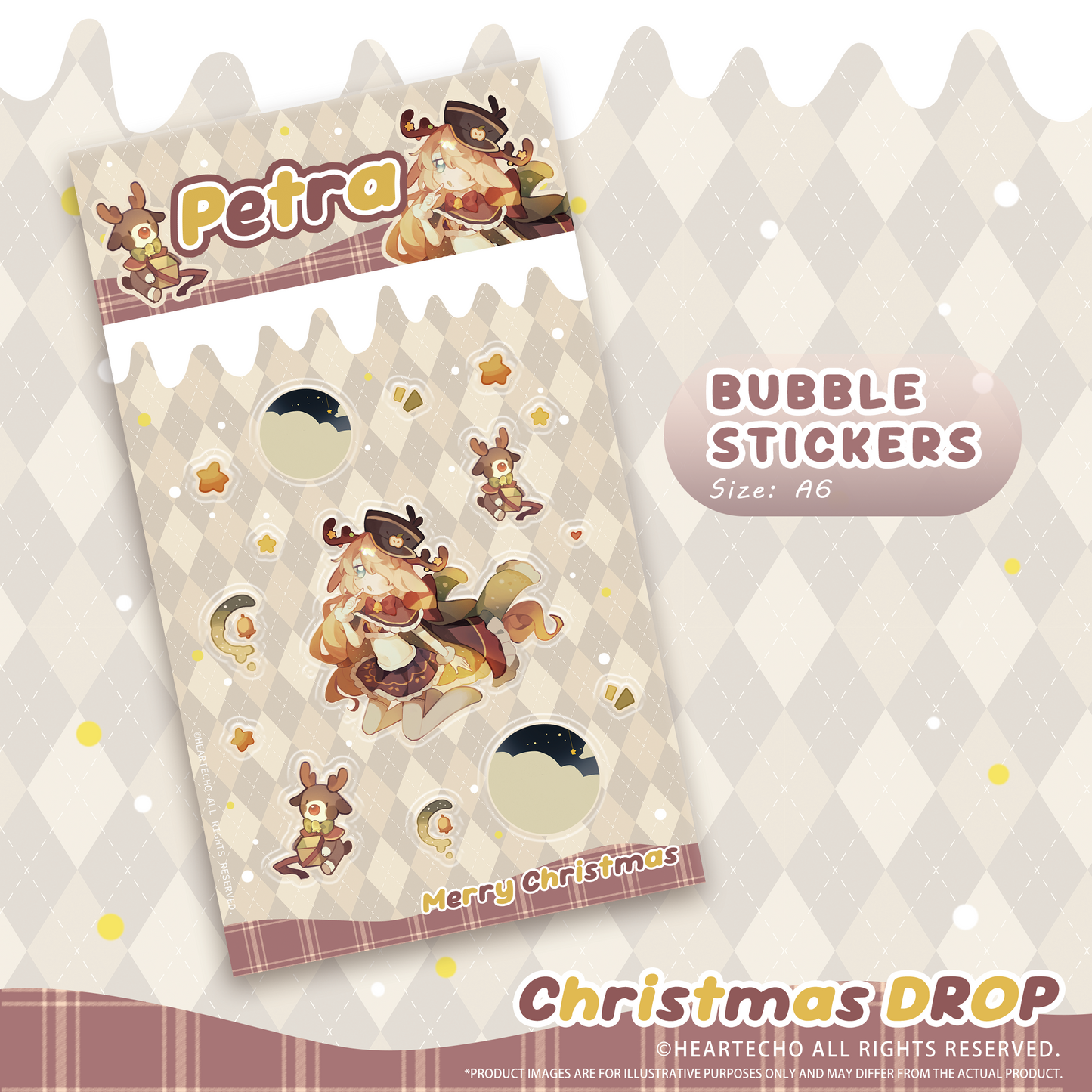 Petra Christmas Drop ACRYLIC SHAKER KEYCHAIN/STAR-SHAPED BADGE/BUBBLE STICKERS