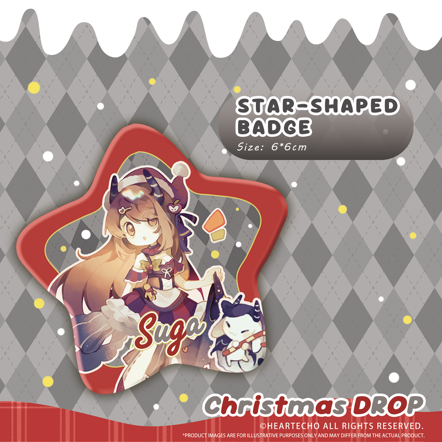 Suga Christmas Drop ACRYLIC SHAKER KEYCHAIN/STAR-SHAPED BADGE/BUBBLE STICKERS