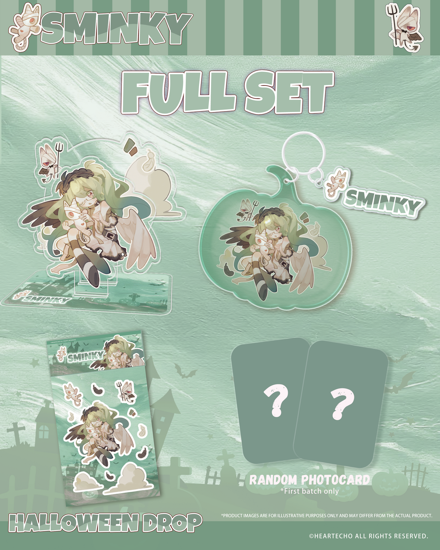 Sminky Happy Halloween ACRYLIC DOUBLE-SLOT STANDEE/PUMPKIN-SHAPED KEYCHAIN/STICKERS