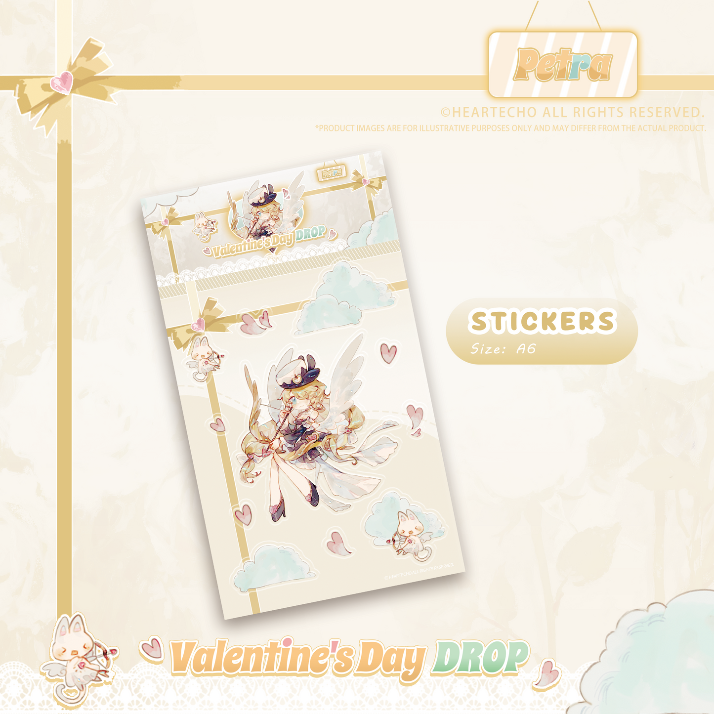 Petra Valentine's Day Drop WHITE CHOCOLATE KEYCHAIN/HEART-SHAPED BADGE/STICKERS